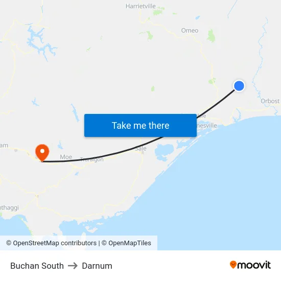 Buchan South to Darnum map