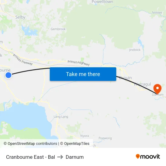 Cranbourne East - Bal to Darnum map