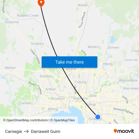 Carnegie to Darraweit Guim map