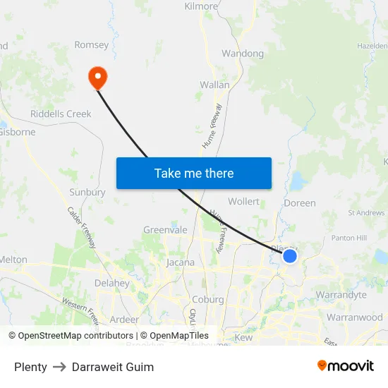 Plenty to Darraweit Guim map