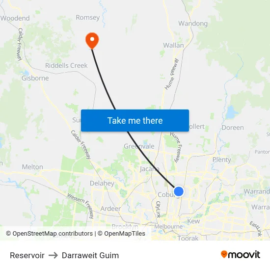 Reservoir to Darraweit Guim map