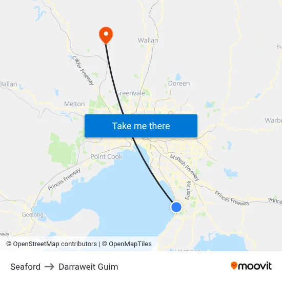 Seaford to Darraweit Guim map