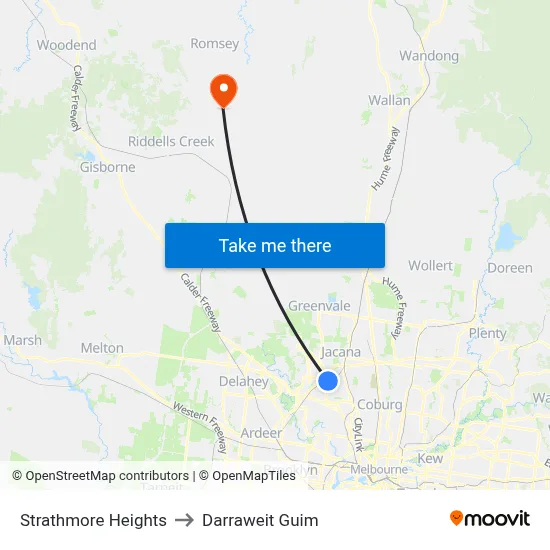 Strathmore Heights to Darraweit Guim map