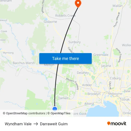 Wyndham Vale to Darraweit Guim map