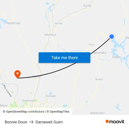 Bonnie Doon to Darraweit Guim map