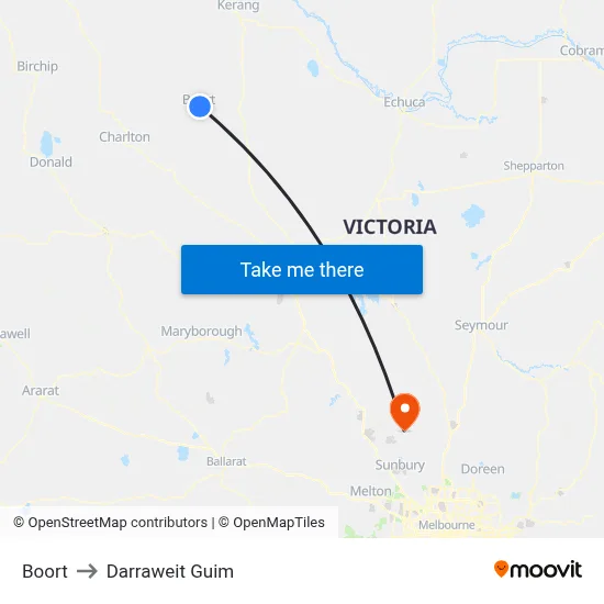 Boort to Darraweit Guim map