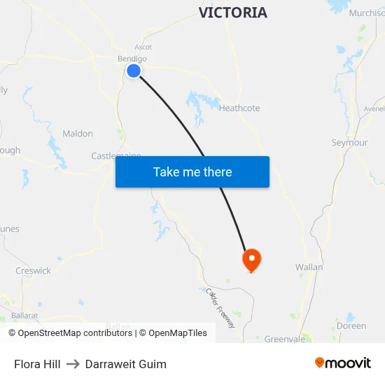 Flora Hill to Darraweit Guim map