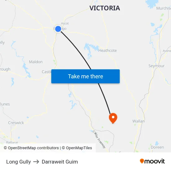 Long Gully to Darraweit Guim map