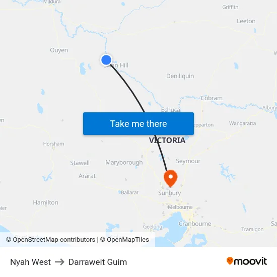 Nyah West to Darraweit Guim map