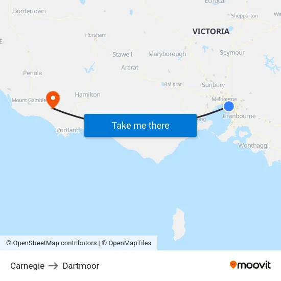 Carnegie to Dartmoor map