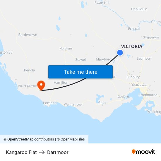 Kangaroo Flat to Dartmoor map