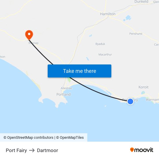 Port Fairy to Dartmoor map