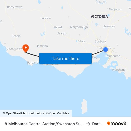 8-Melbourne Central Station/Swanston St (Melbourne City) to Dartmoor map