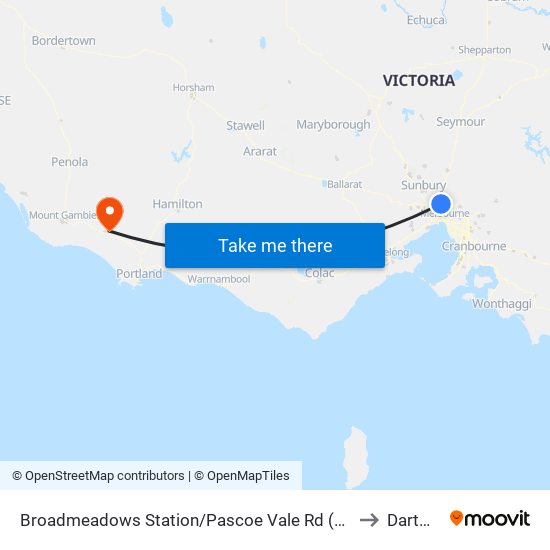 Broadmeadows Station/Pascoe Vale Rd (Broadmeadows) to Dartmoor map