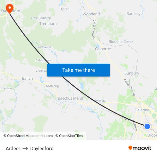 Ardeer to Daylesford map