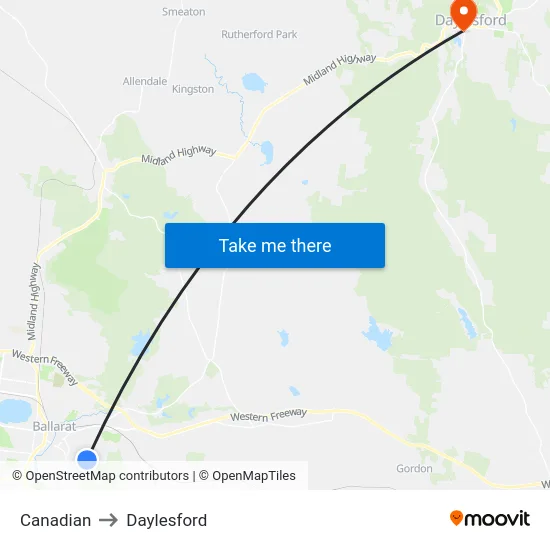 Canadian to Daylesford map