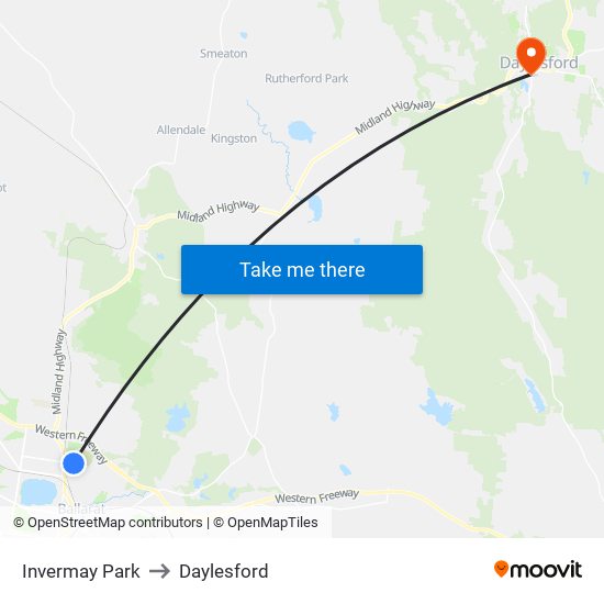 Invermay Park to Daylesford map