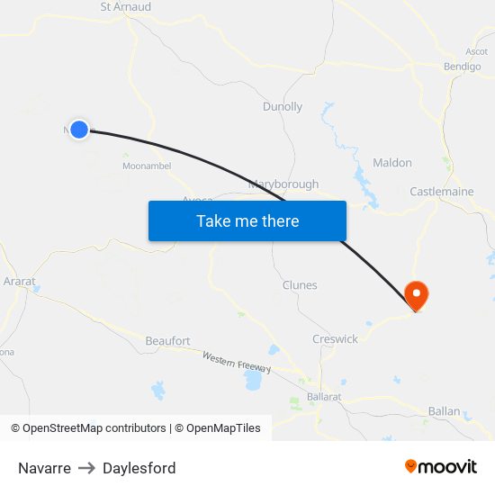 Navarre to Daylesford map