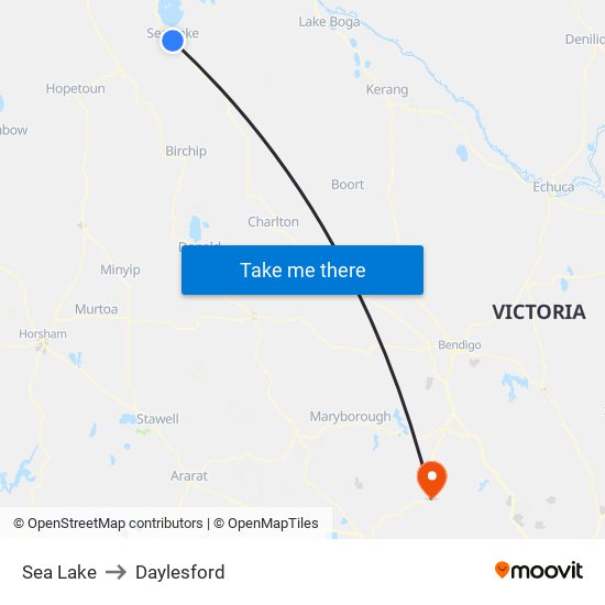 Sea Lake to Daylesford map