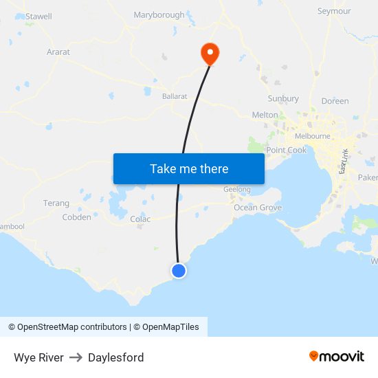 Wye River to Daylesford map