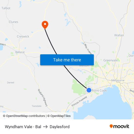 Wyndham Vale - Bal to Daylesford map
