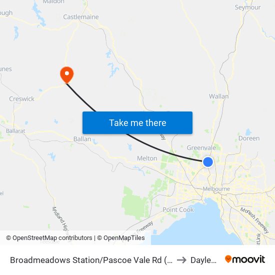 Broadmeadows Station/Pascoe Vale Rd (Broadmeadows) to Daylesford map