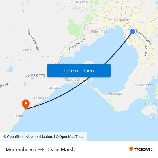 Murrumbeena to Deans Marsh map