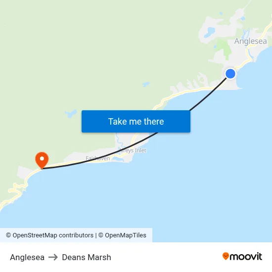 Anglesea to Deans Marsh map
