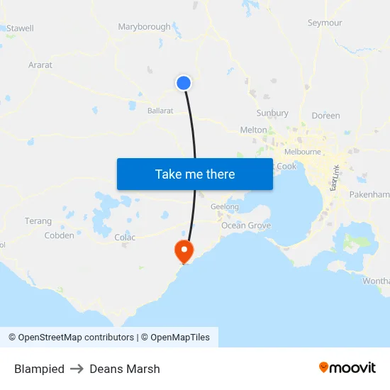 Blampied to Deans Marsh map