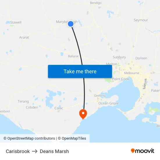 Carisbrook to Deans Marsh map