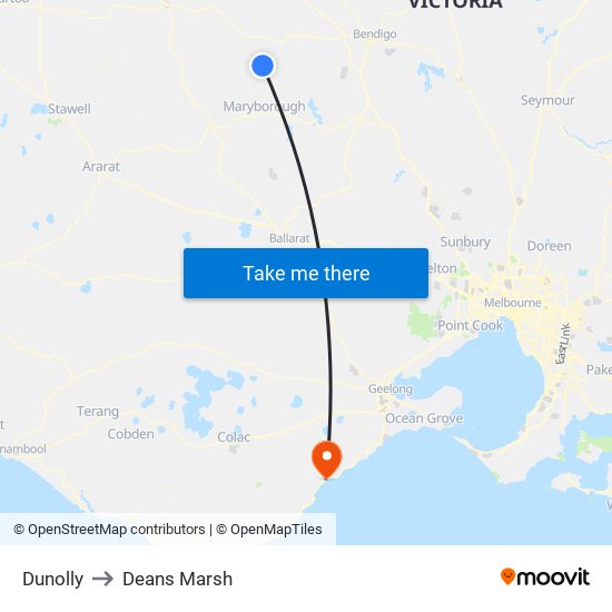 Dunolly to Deans Marsh map