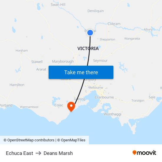 Echuca East to Deans Marsh map