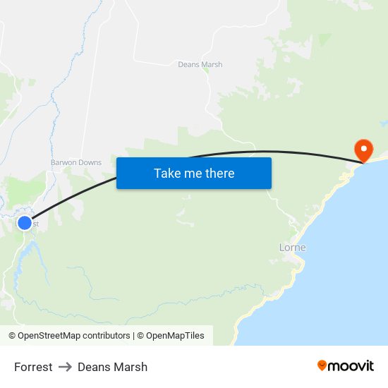 Forrest to Deans Marsh map