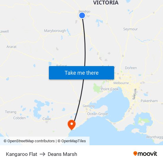 Kangaroo Flat to Deans Marsh map