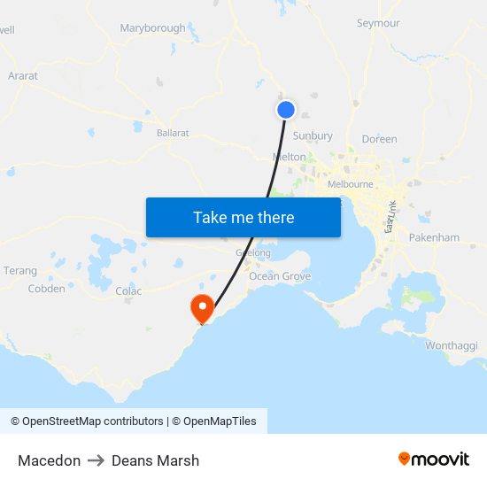 Macedon to Deans Marsh map