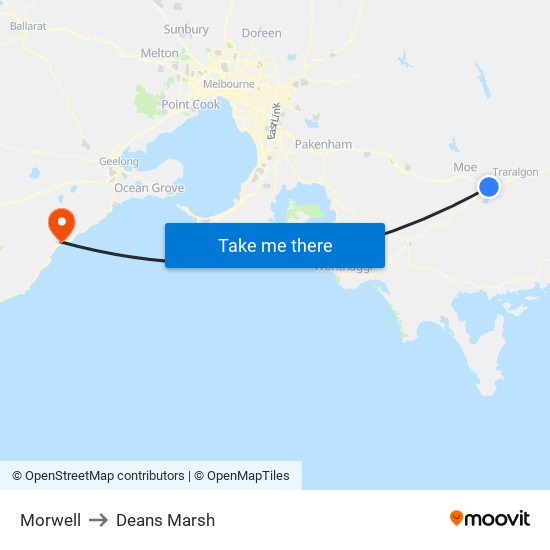 Morwell to Deans Marsh map