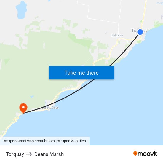 Torquay to Deans Marsh map