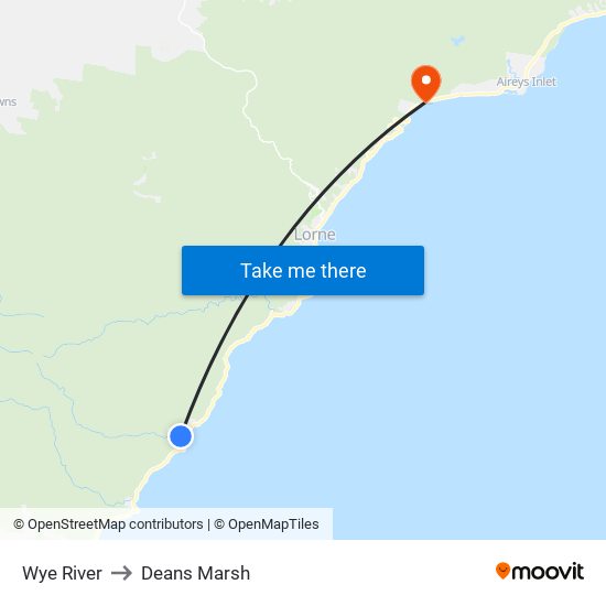 Wye River to Deans Marsh map