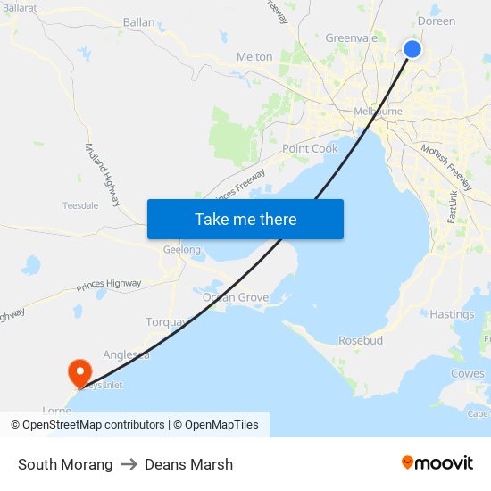 South Morang to Deans Marsh map
