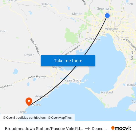 Broadmeadows Station/Pascoe Vale Rd (Broadmeadows) to Deans Marsh map