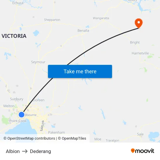 Albion to Dederang map