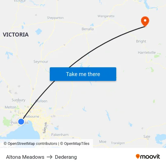 Altona Meadows to Dederang map