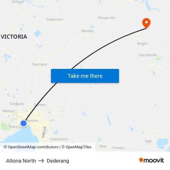 Altona North to Dederang map
