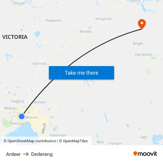 Ardeer to Dederang map