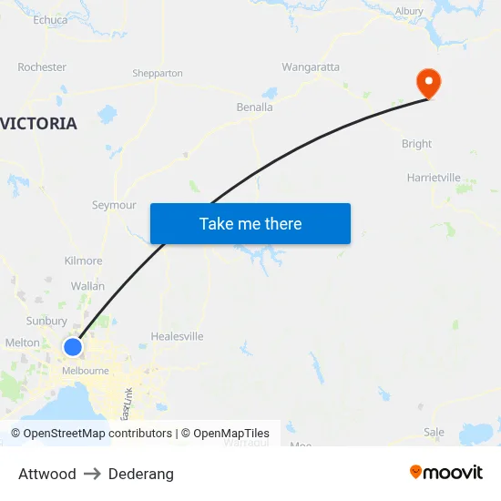 Attwood to Dederang map