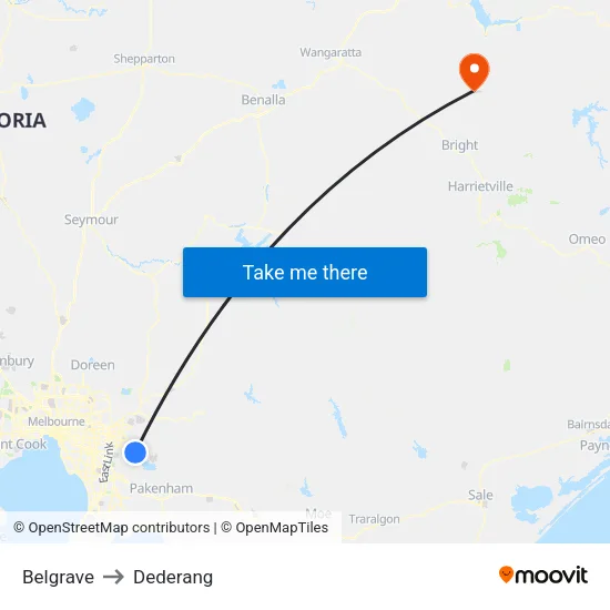 Belgrave to Dederang map