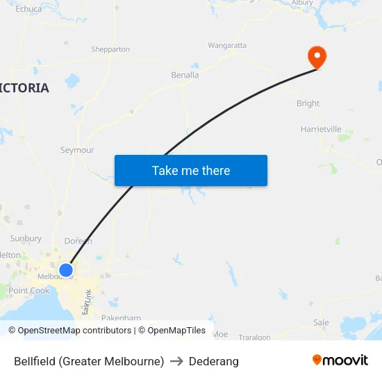 Bellfield (Greater Melbourne) to Dederang map