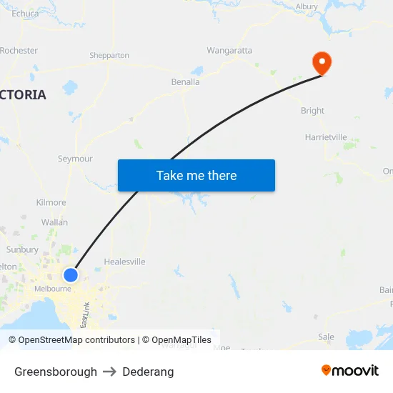 Greensborough to Dederang map