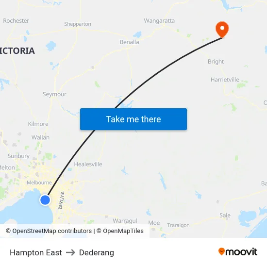 Hampton East to Dederang map