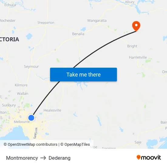 Montmorency to Dederang map